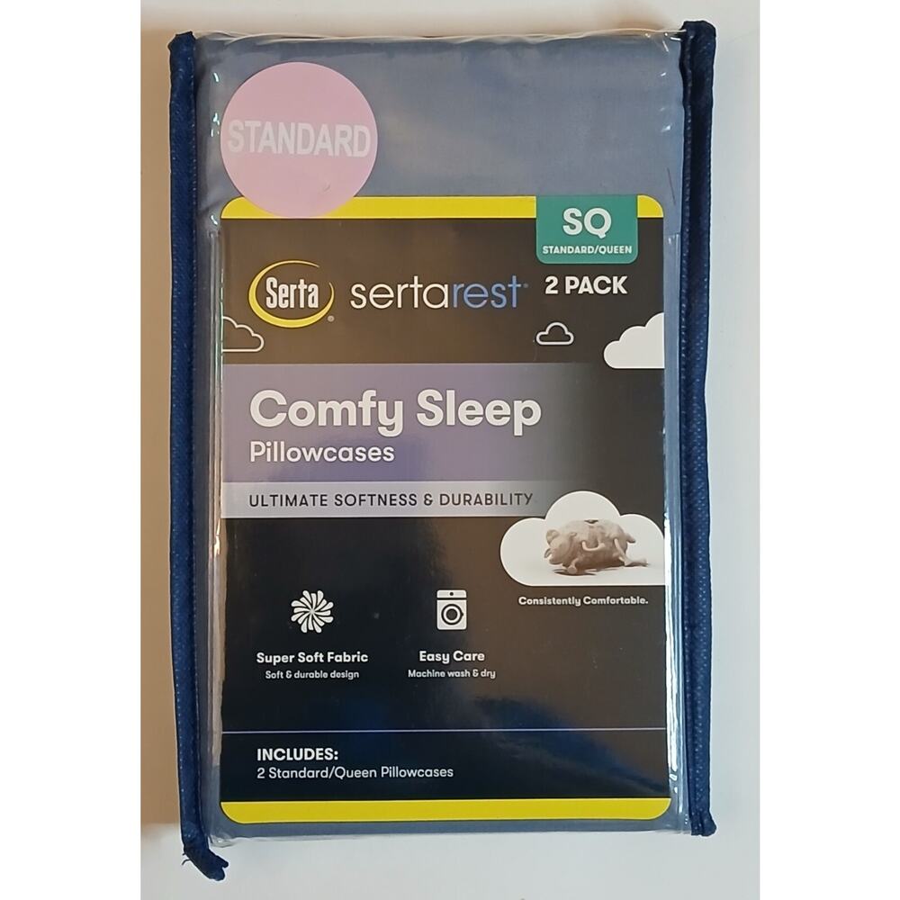 Serta Rest Chilli Nights 2 Pillowcases Gray Standard Queen Brand New